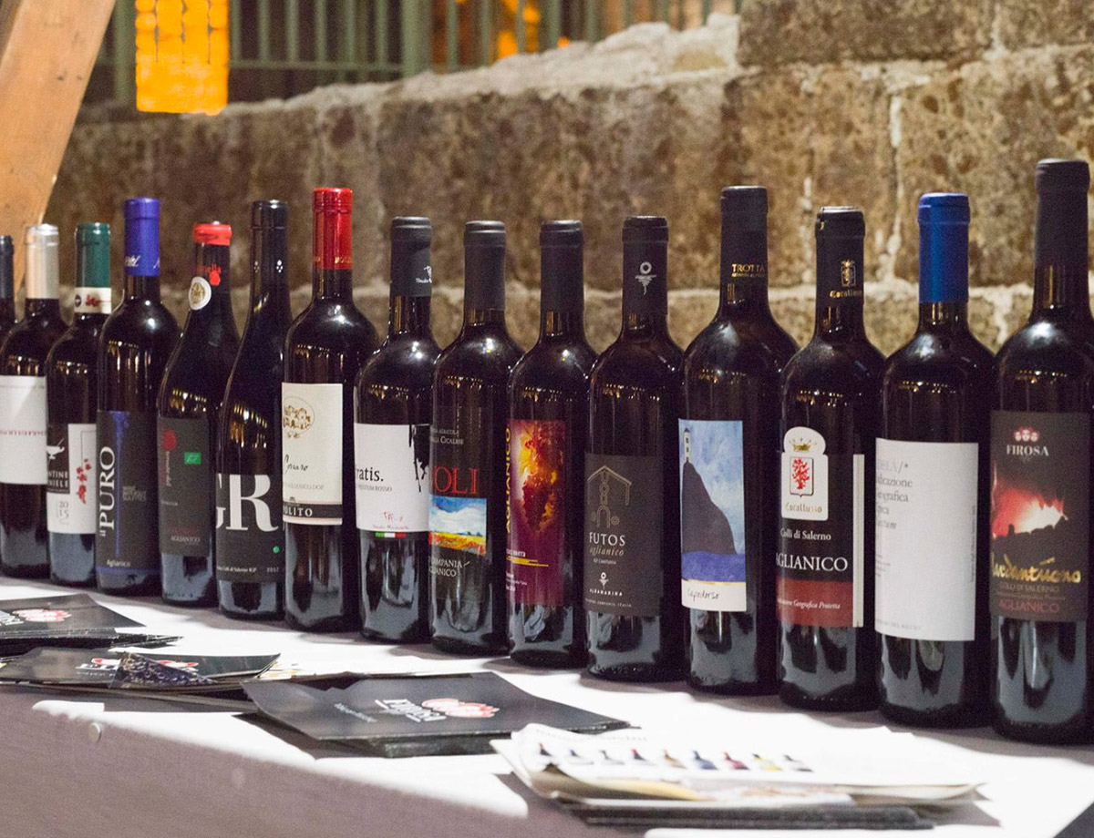 Bottiglie di vino di diversi produttori